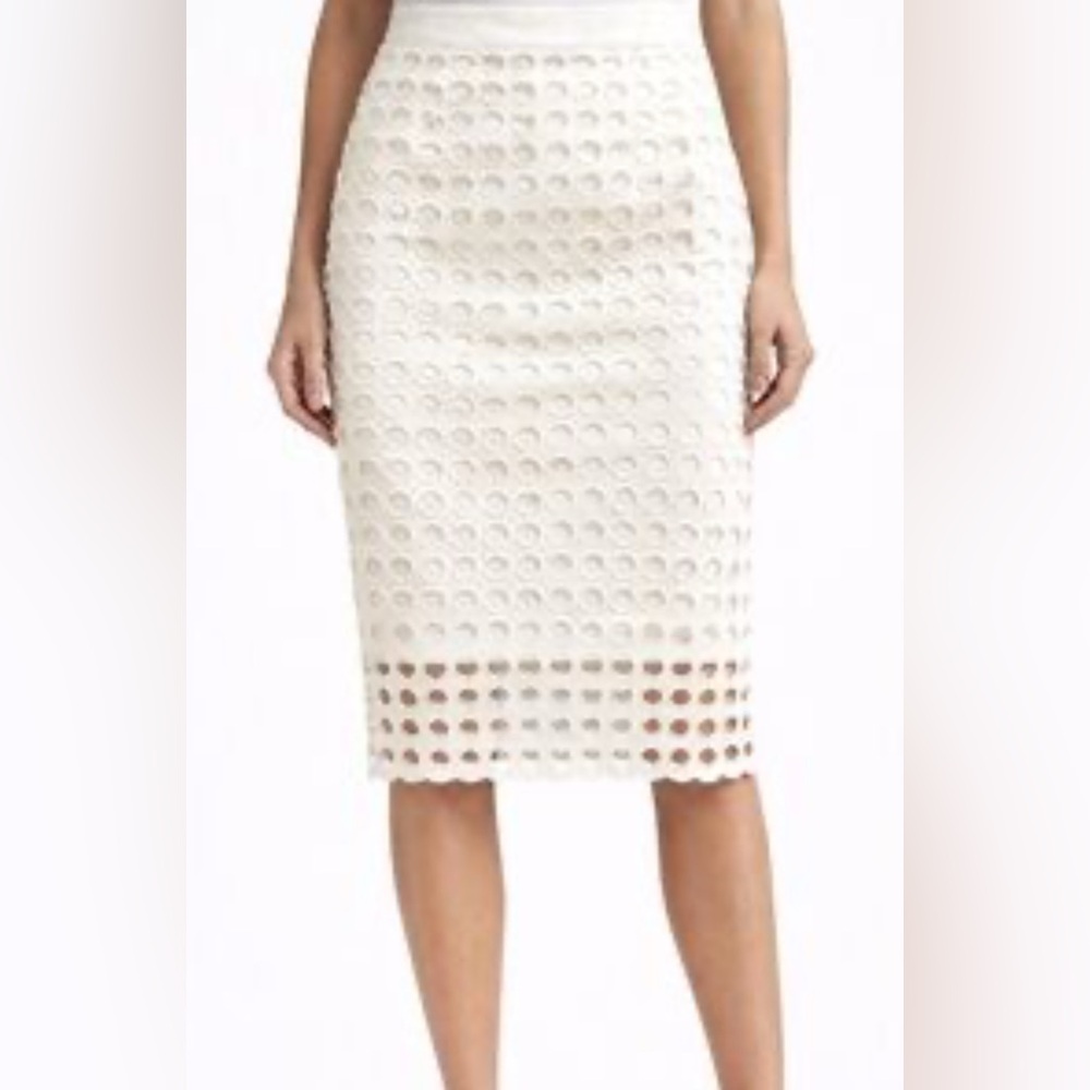 Banana Republic White Eyelet Pencil Skirt